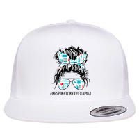 Messy Hair Woman Bun Respiratory Therapist Flat Bill Trucker Hat