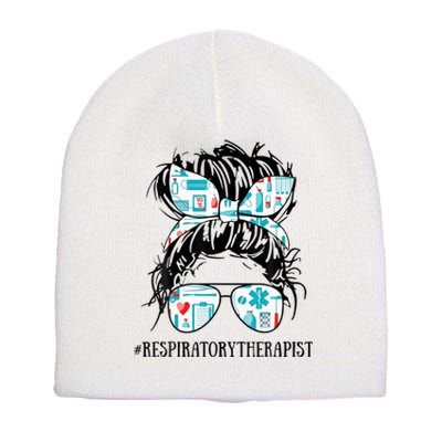 Messy Hair Woman Bun Respiratory Therapist Short Acrylic Beanie