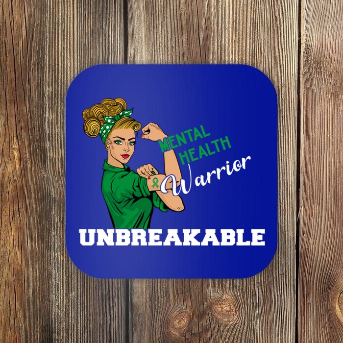 Mental Health Warrior Unbreakable Awareness Day Girls Cool Gift Coaster