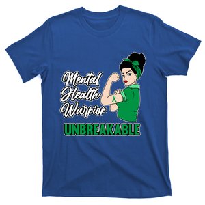 Mental Health Warrior Unbreakable Awareness Green Graphic Gift T-Shirt