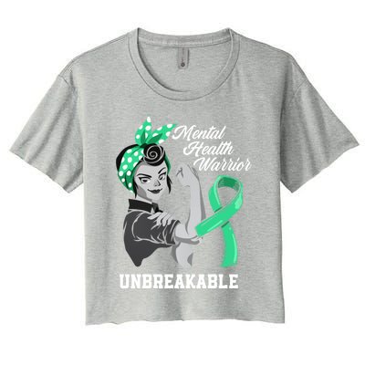 Mental Health Warrior Unbreakable Tal Health Awareness Meaningful Gift Women's Crop Top Tee