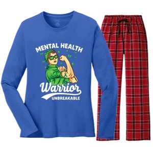 Mental Health Warrior Unbreakable Survivors Of Tal Health Gift Women's Long Sleeve Flannel Pajama Set 