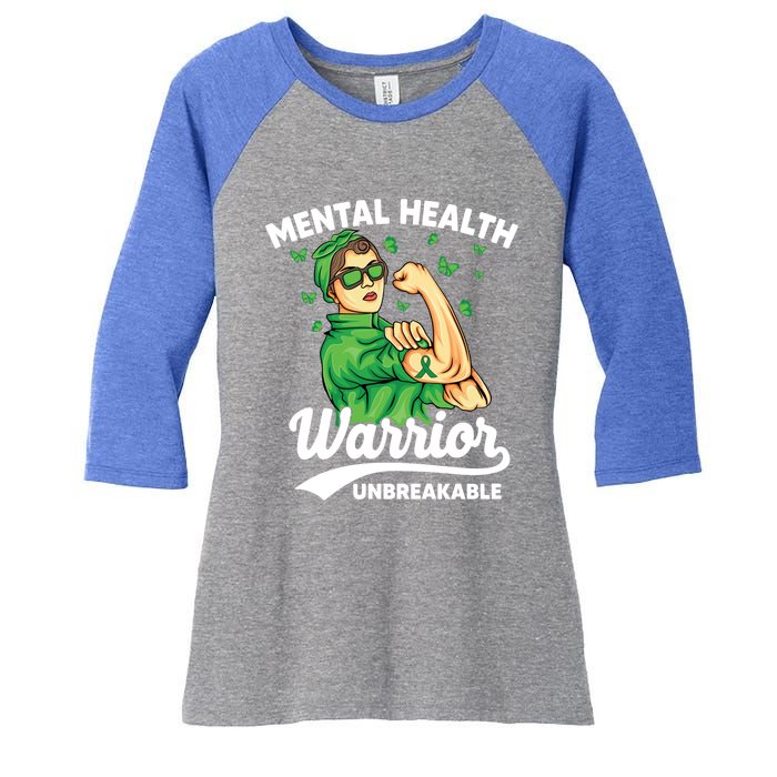 Mental Health Warrior Unbreakable Survivors Of Tal Health Gift Women's Tri-Blend 3/4-Sleeve Raglan Shirt