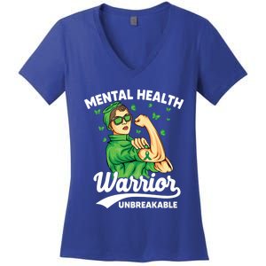 Mental Health Warrior Unbreakable Survivors Of Tal Health Gift Women's V-Neck T-Shirt