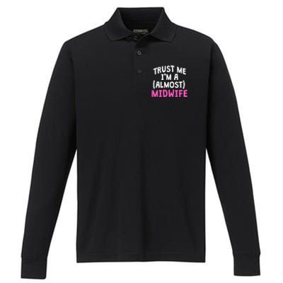 Midwife Healthcare Worker Labour Almost Obstetrician Cute Gift Performance Long Sleeve Polo