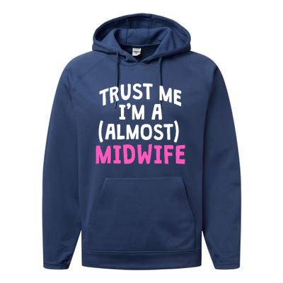 Midwife Healthcare Worker Labour Almost Obstetrician Cute Gift Performance Fleece Hoodie