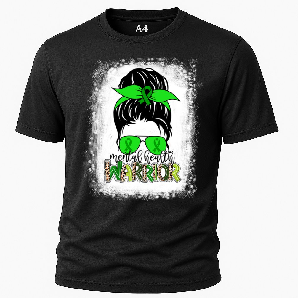 Mental Health Warrior Messy Bun Tal Health Awareness Gift Cooling Performance Crew T-Shirt