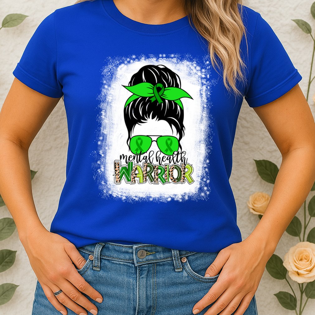 Mental Health Warrior Messy Bun Tal Health Awareness Gift Womens T-Shirt