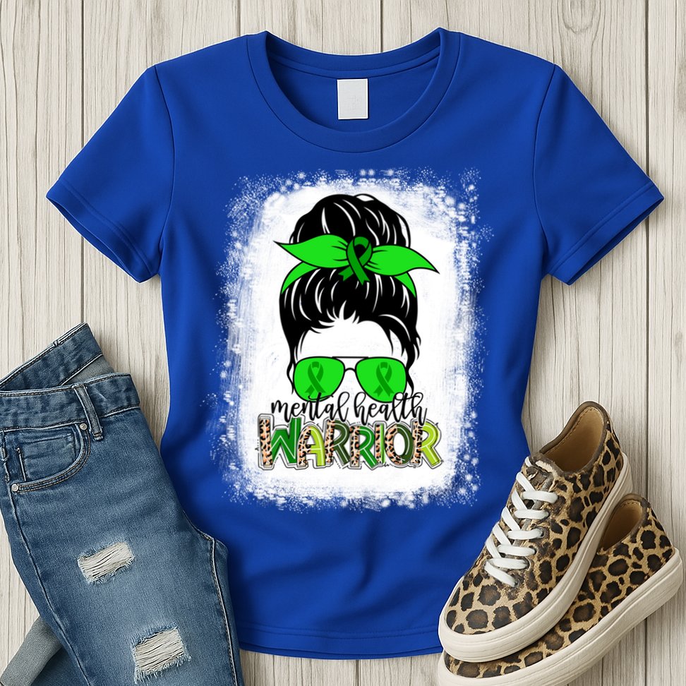 Mental Health Warrior Messy Bun Tal Health Awareness Gift Womens T-Shirt