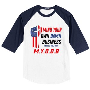 Myodb Harris Walz 2024 Mind Your Own Damn Business Baseball Sleeve Shirt