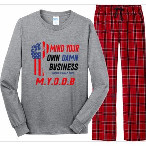 Myodb Harris Walz 2024 Mind Your Own Damn Business Long Sleeve Pajama Set