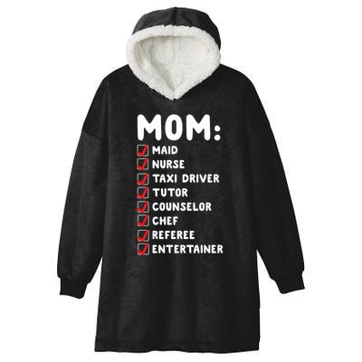 Mom Has Y Jobs Maid Chef Referee Funny Checklist Meme Gift Hooded Wearable Blanket