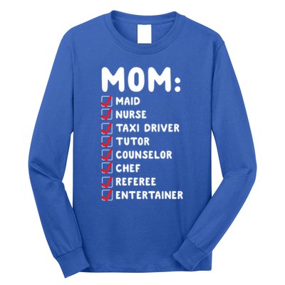 Mom Has Y Jobs Maid Chef Referee Funny Checklist Meme Gift Long Sleeve Shirt