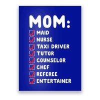 Mom Has Y Jobs Maid Chef Referee Funny Checklist Meme Gift Poster