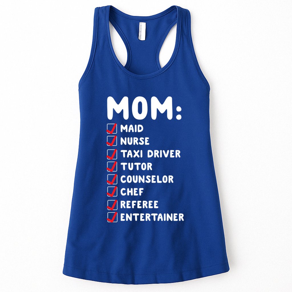 Mom Has Y Jobs Maid Chef Referee Funny Checklist Meme Gift Womens Tank Top