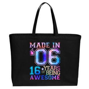 Made In 06 2006 16 Years Of Being Awesome Sweet Sixteen Birthday Cotton Canvas Jumbo Tote