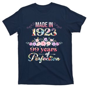 Made In 1923 Floral 99th Birthday Gift T-Shirt