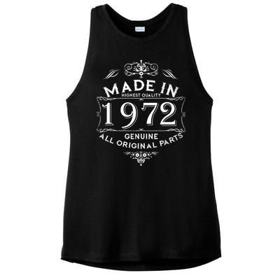 Made In 1972 Aged To Perfection Vintage 50th Birthday Ladies PosiCharge Tri-Blend Wicking Tank