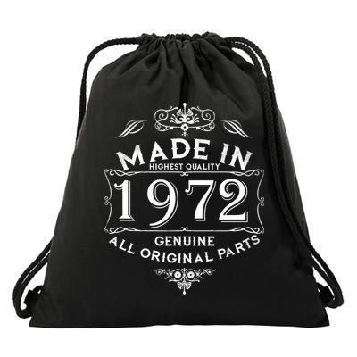 Made In 1972 Aged To Perfection Vintage 50th Birthday Drawstring Bag