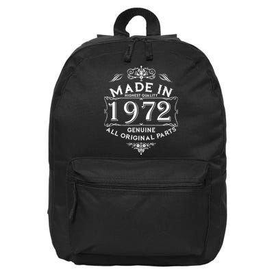 Made In 1972 Aged To Perfection Vintage 50th Birthday 16 in Basic Backpack