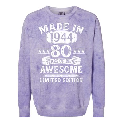 Made In 1944 80 Years Old Gifts 80th Birthday Gift Colorblast Crewneck Sweatshirt