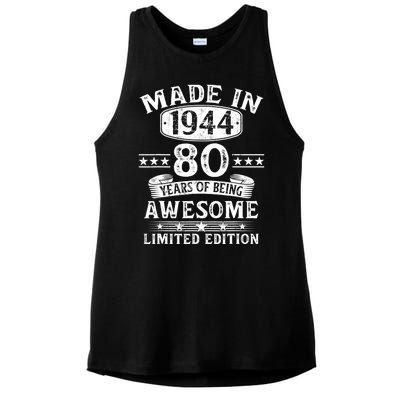 Made In 1944 80 Years Old Gifts 80th Birthday Gift Ladies PosiCharge Tri-Blend Wicking Tank