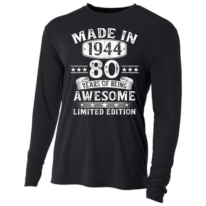 Made In 1944 80 Years Old Gifts 80th Birthday Gift Cooling Performance Long Sleeve Crew