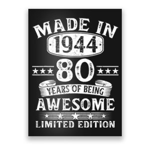 Made In 1944 80 Years Old Gifts 80th Birthday Gift Poster