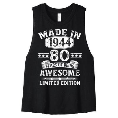 Made In 1944 80 Years Old Gifts 80th Birthday Gift Women's Racerback Cropped Tank