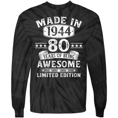 Made In 1944 80 Years Old Gifts 80th Birthday Gift Tie-Dye Long Sleeve Shirt