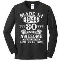 Made In 1944 80 Years Old Gifts 80th Birthday Gift Kids Long Sleeve Shirt