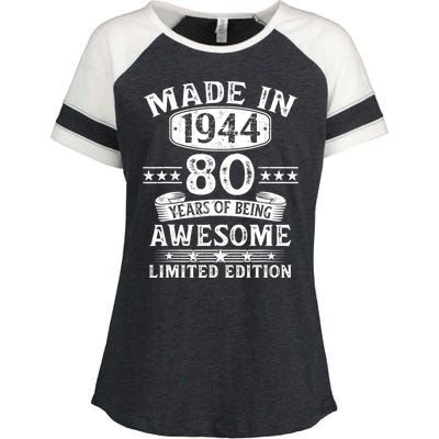 Made In 1944 80 Years Old Gifts 80th Birthday Gift Enza Ladies Jersey Colorblock Tee