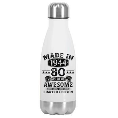 Made In 1944 80 Years Old Gifts 80th Birthday Gift Stainless Steel Insulated Water Bottle