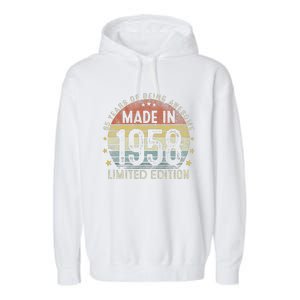 Made In 1958 65 Years Old 65th Birthday Gifts For Love Garment-Dyed Fleece Hoodie