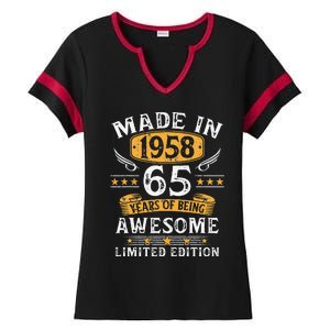 Made In 1958 65 Years Old Gifts 65th Birthday Gift For Cute Ladies Halftime Notch Neck Tee