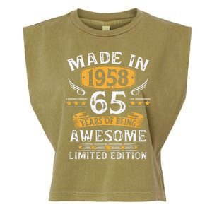 Made In 1958 65 Years Old Gifts 65th Birthday Gift For Cute Garment-Dyed Women's Muscle Tee