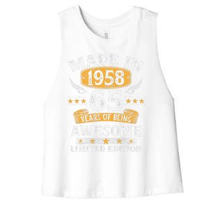 Made In 1958 65 Years Old Gifts 65th Birthday Gift For Cute Women's Racerback Cropped Tank