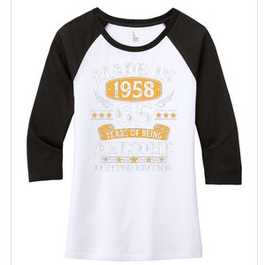 Made In 1958 65 Years Old Gifts 65th Birthday Gift For Cute Women's Tri-Blend 3/4-Sleeve Raglan Shirt