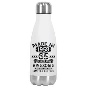 Made In 1958 65 Years Old Gifts 65th Birthday Gift For Stainless Steel Insulated Water Bottle