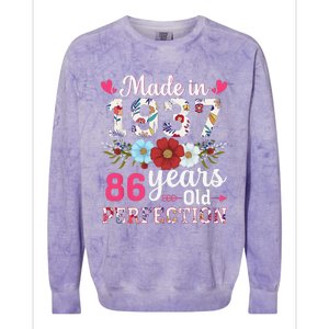 Made In 1937 Floral 86 Years Old 86th Birthday Colorblast Crewneck Sweatshirt