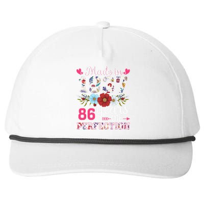 Made In 1937 Floral 86 Years Old 86th Birthday Snapback Five-Panel Rope Hat