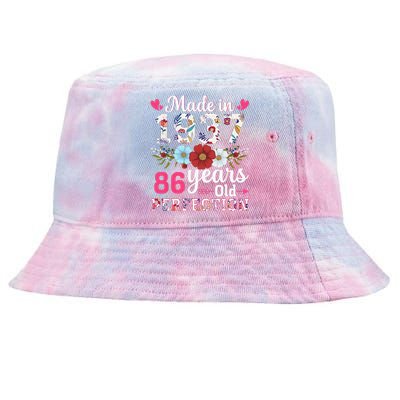 Made In 1937 Floral 86 Years Old 86th Birthday Tie-Dyed Bucket Hat