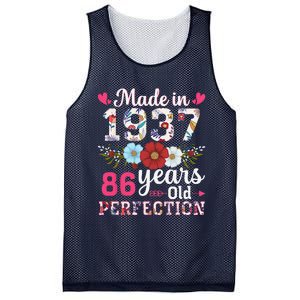 Made In 1937 Floral 86 Years Old 86th Birthday Mesh Reversible Basketball Jersey Tank