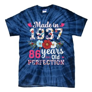 Made In 1937 Floral 86 Years Old 86th Birthday Tie-Dye T-Shirt