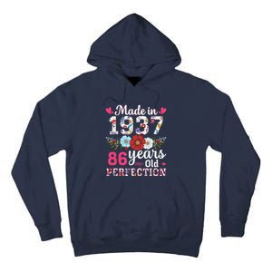 Made In 1937 Floral 86 Years Old 86th Birthday Tall Hoodie