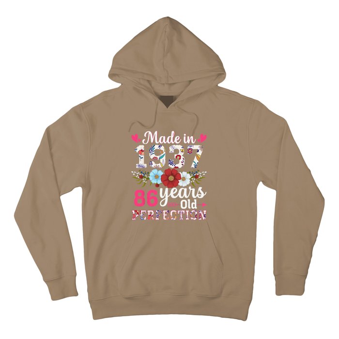 Made In 1937 Floral 86 Years Old 86th Birthday Hoodie