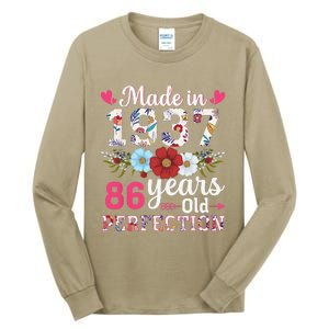 Made In 1937 Floral 86 Years Old 86th Birthday Tall Long Sleeve T-Shirt