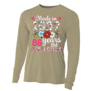 Made In 1937 Floral 86 Years Old 86th Birthday Cooling Performance Long Sleeve Crew