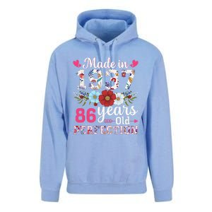 Made In 1937 Floral 86 Years Old 86th Birthday Unisex Surf Hoodie