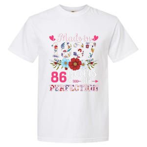 Made In 1937 Floral 86 Years Old 86th Birthday Garment-Dyed Heavyweight T-Shirt